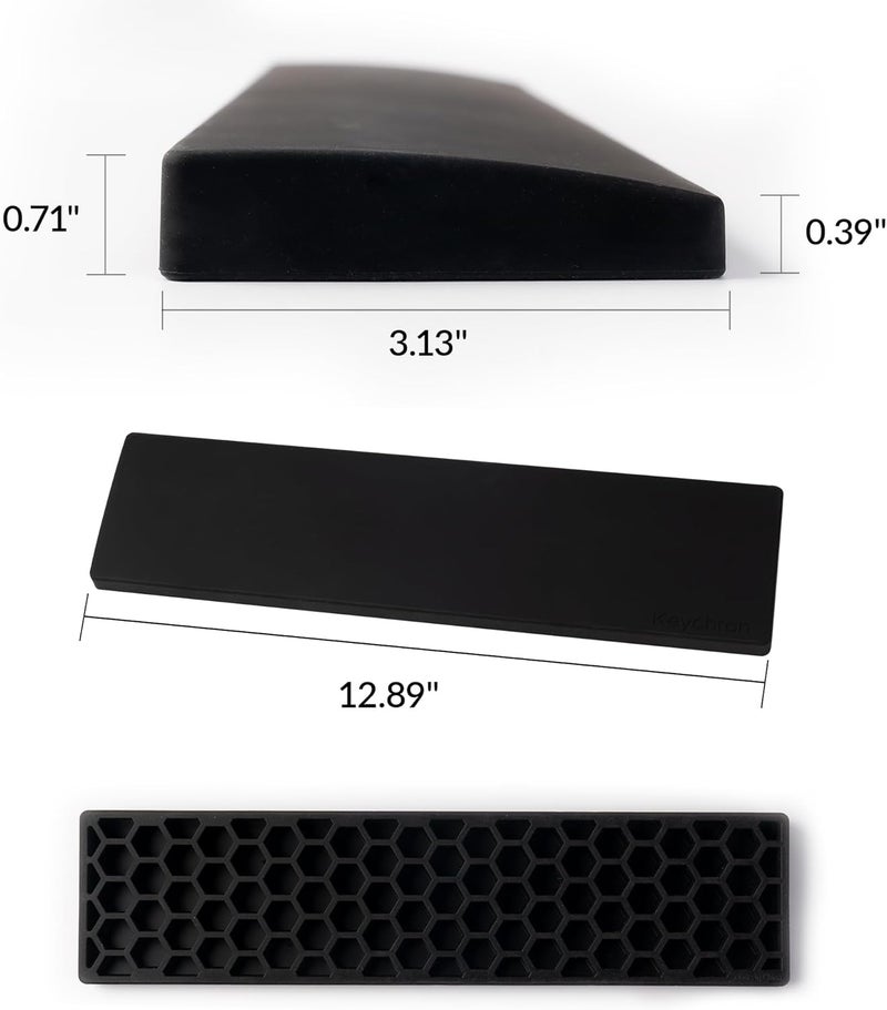 Keychron Silicone Palm Rest for V1 / V1 Max / V2 / V2 Max / Q1/ Q1 Pro / Q1 HE/ Q1 Max / Q2 / Q2 Pro / Q2 Max/ Q2 HE/ P1 / P1 Pro / P1 HE - Black, 12.89" Length - Image 3